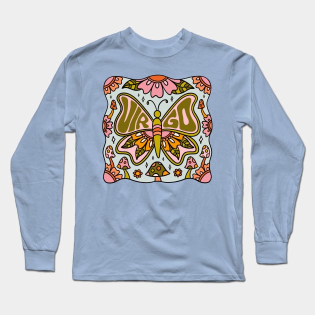 Virgo Butterfly Long Sleeve T-Shirt by Doodle by Meg